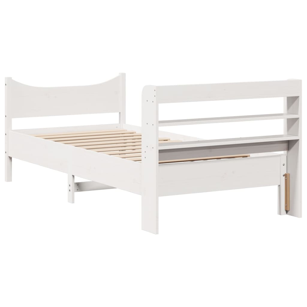 vidaXL Estructura de cama con cabecero madera pino blanco 90x190 cm