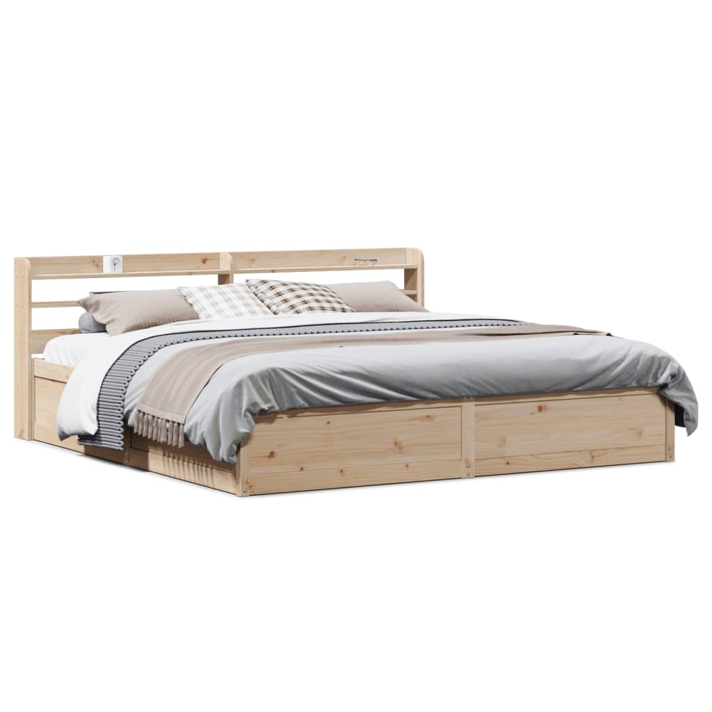 vidaXL Estructura de cama con cabecero madera maciza de pino 200x200cm