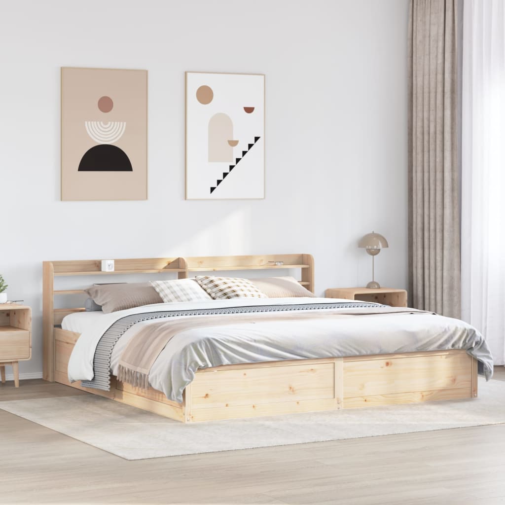 vidaXL Estructura de cama con cabecero madera maciza pino 180x200 cm