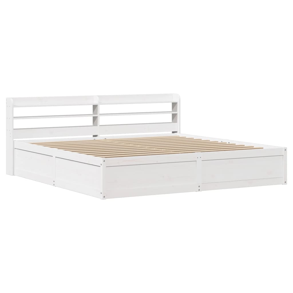 vidaXL Estructura cama cabecero madera maciza pino blanco 180x200 cm