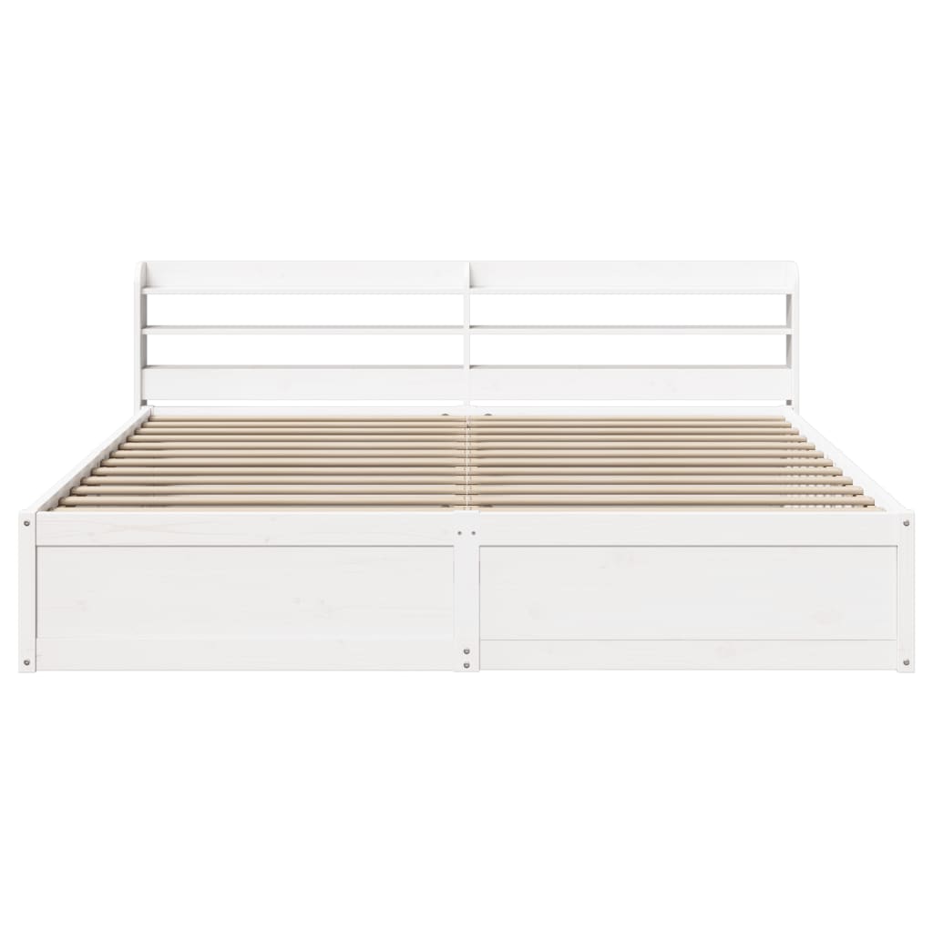 vidaXL Estructura cama cabecero madera maciza pino blanco 180x200 cm