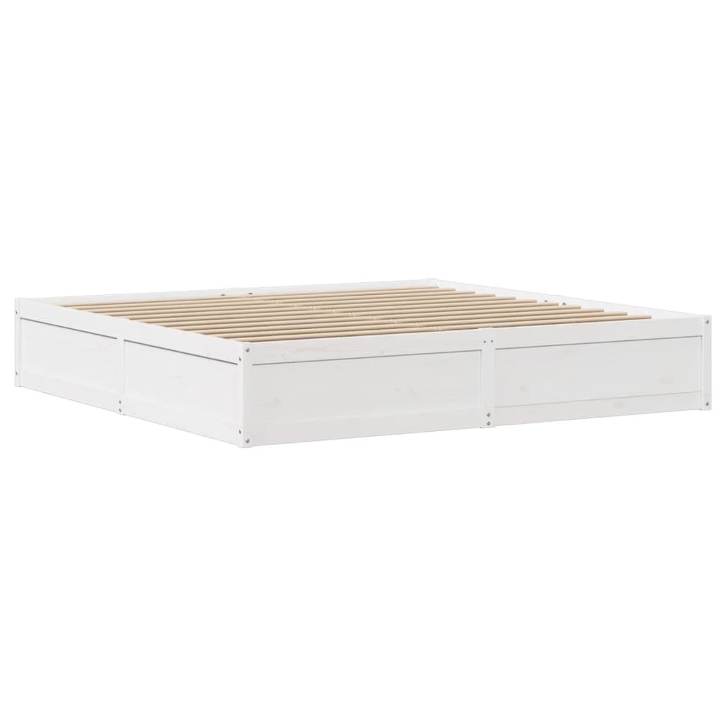 vidaXL Estructura cama cabecero madera maciza pino blanco 180x200 cm