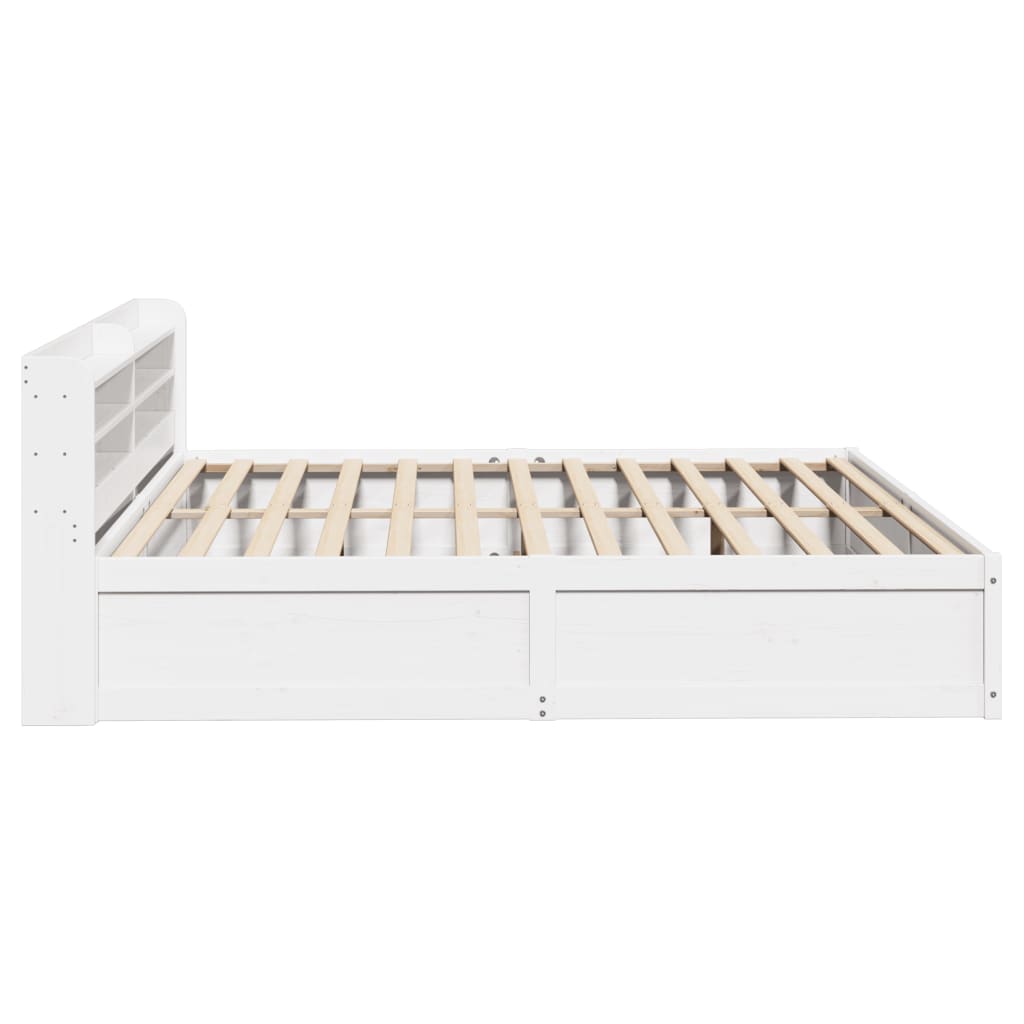 vidaXL Estructura cama cabecero madera maciza pino blanco 180x200 cm