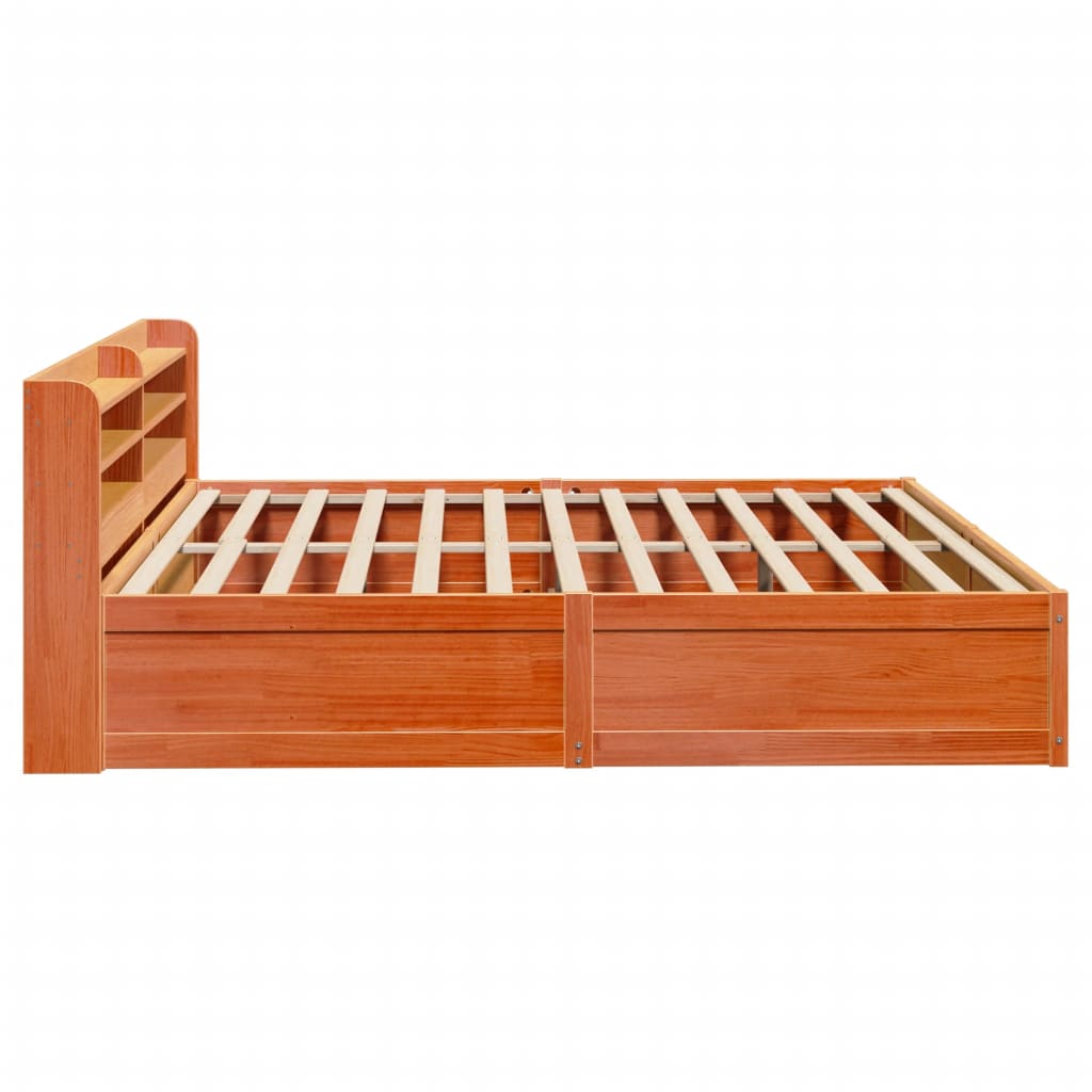 vidaXL Estructura cama con cabecero madera pino marrón cera 180x200 cm