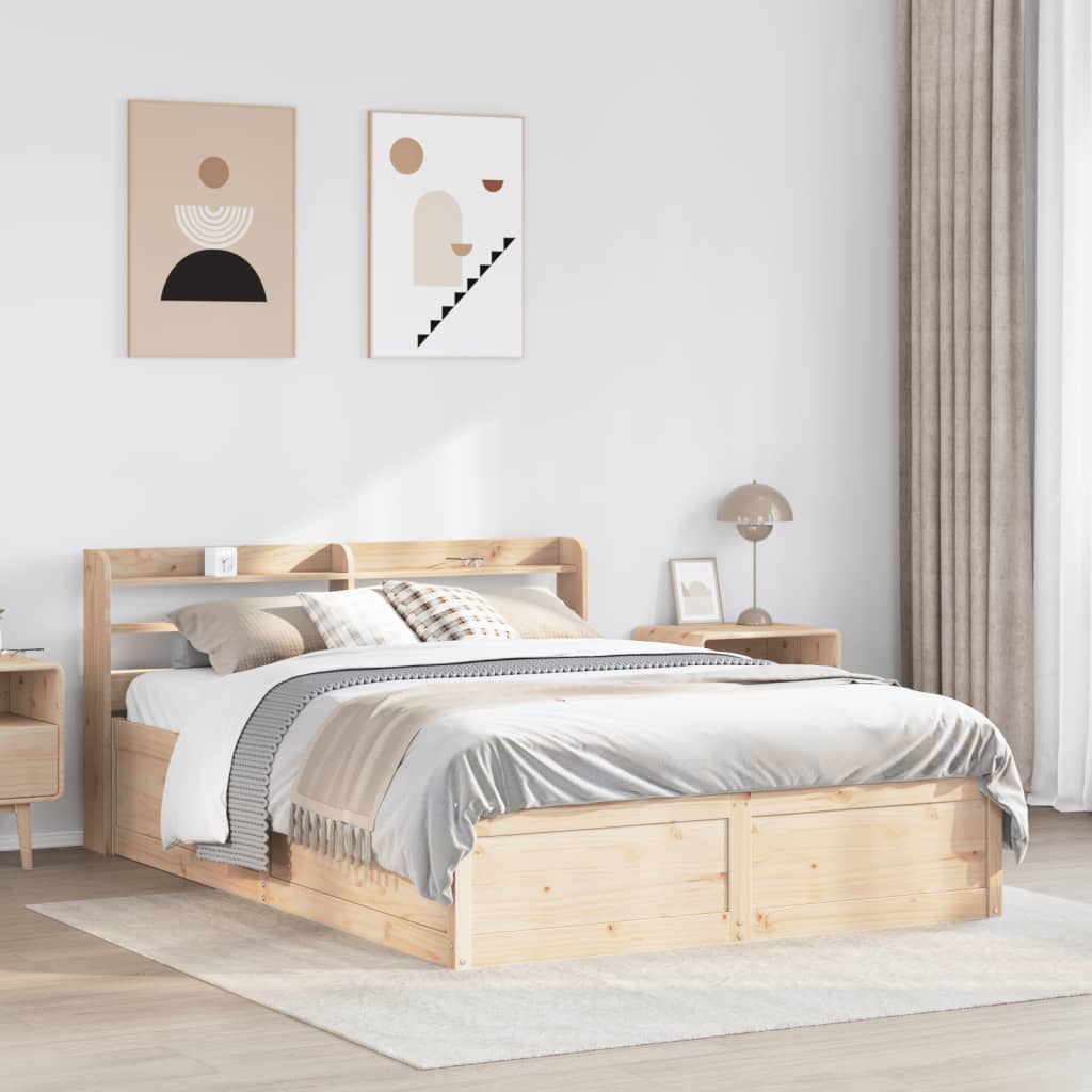 vidaXL Estructura de cama con cabecero madera maciza pino 160x200 cm