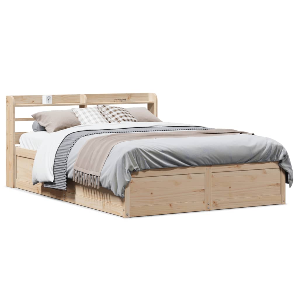 vidaXL Estructura de cama con cabecero madera maciza pino 160x200 cm