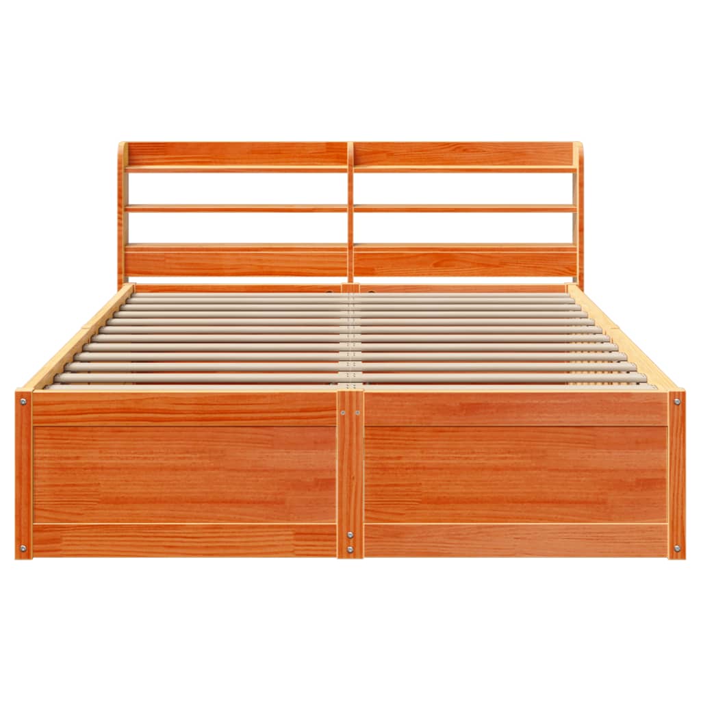 vidaXL Estructura cama con cabecero madera pino marrón cera 160x200 cm