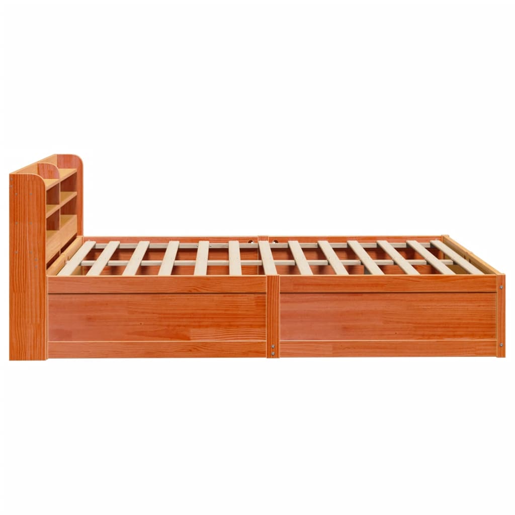 vidaXL Estructura cama con cabecero madera pino marrón cera 160x200 cm