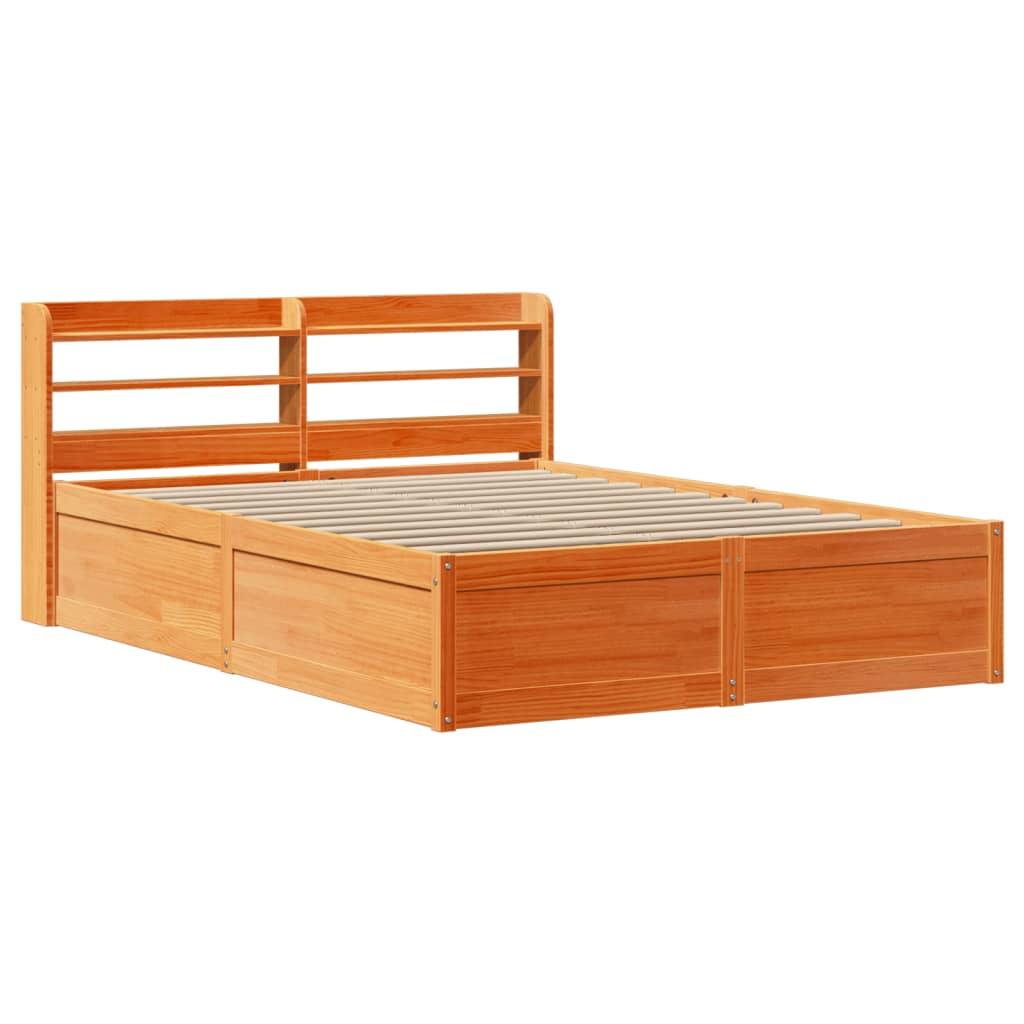 vidaXL Estructura cama con cabecero madera pino marrón cera 140x200 cm