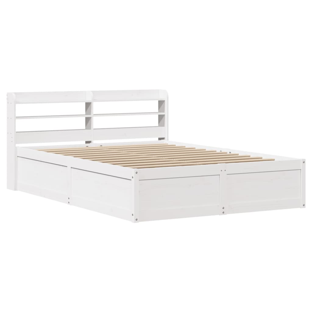 vidaXL Estructura de cama con cabecero madera pino blanco 120x200 cm