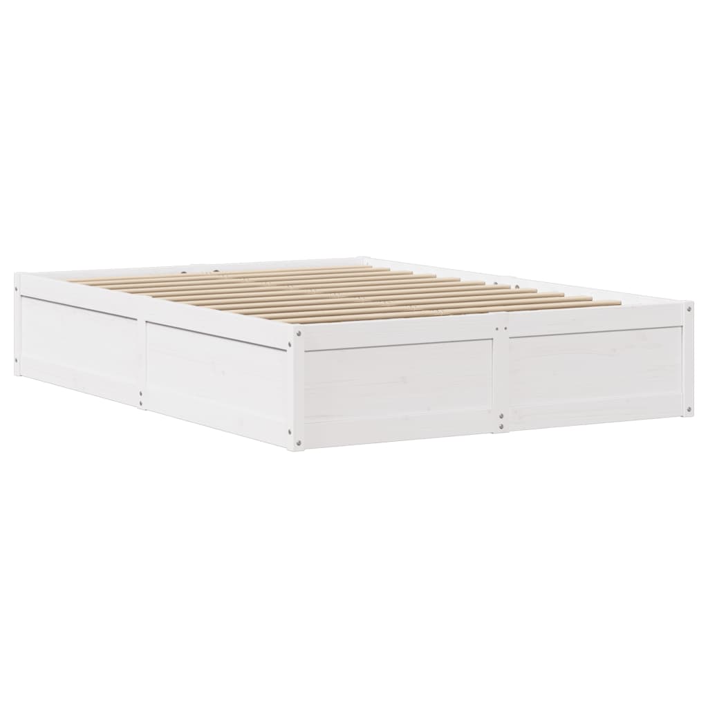 vidaXL Estructura de cama con cabecero madera pino blanco 120x200 cm