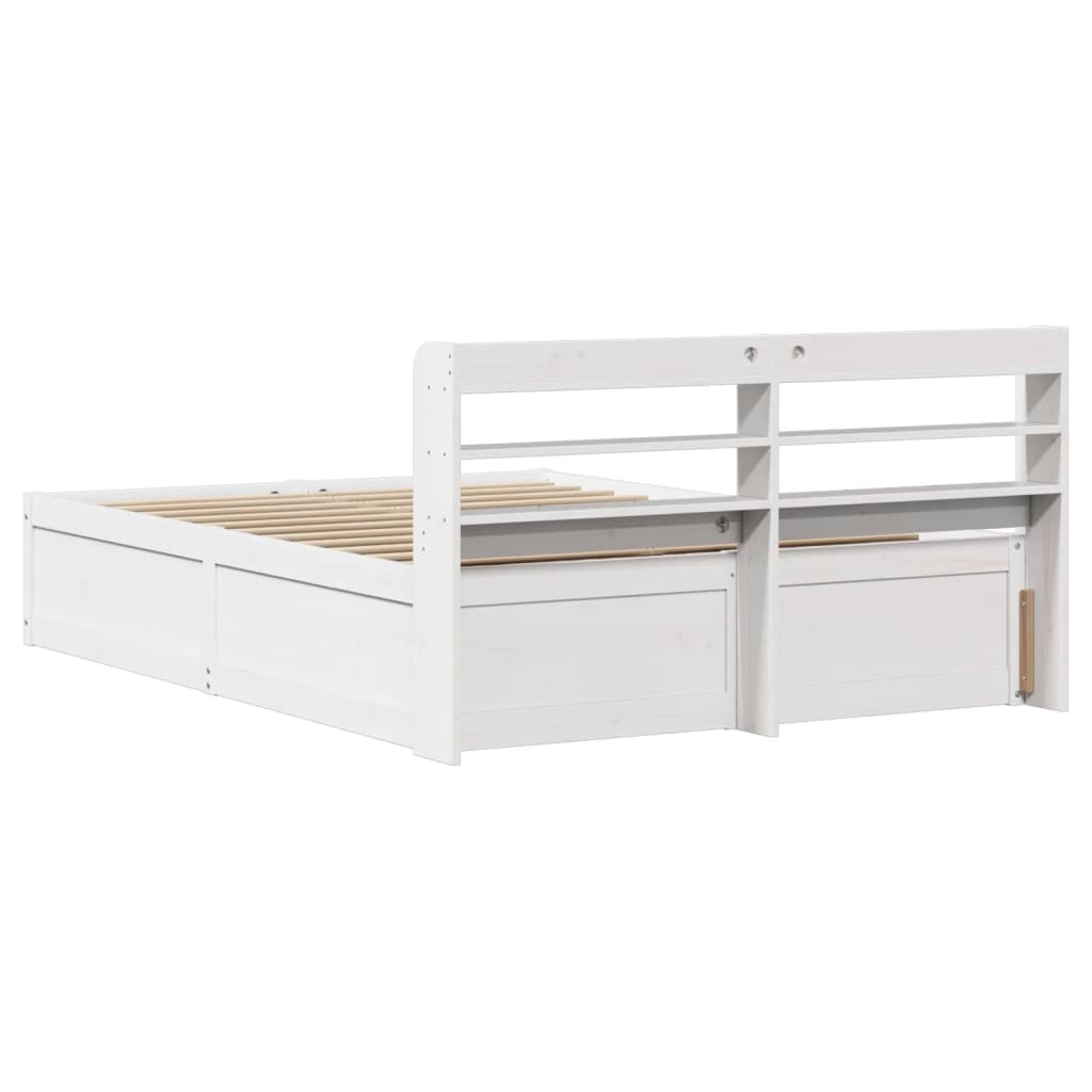 vidaXL Estructura de cama con cabecero madera pino blanco 120x200 cm