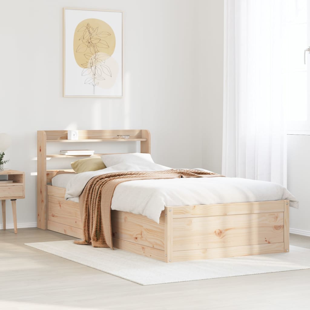 vidaXL Estructura de cama con cabecero madera maciza pino 100x200 cm