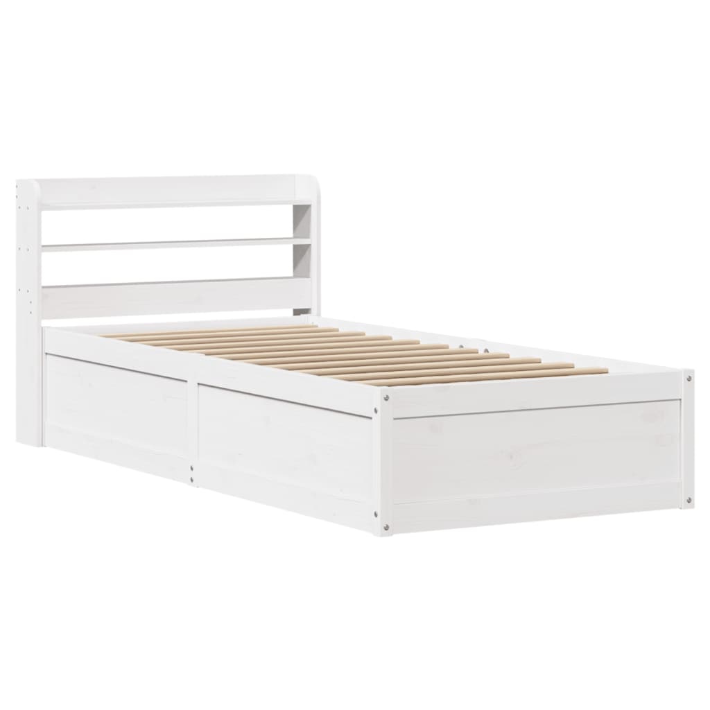 vidaXL Estructura de cama con cabecero madera de pino blanco 100x200cm