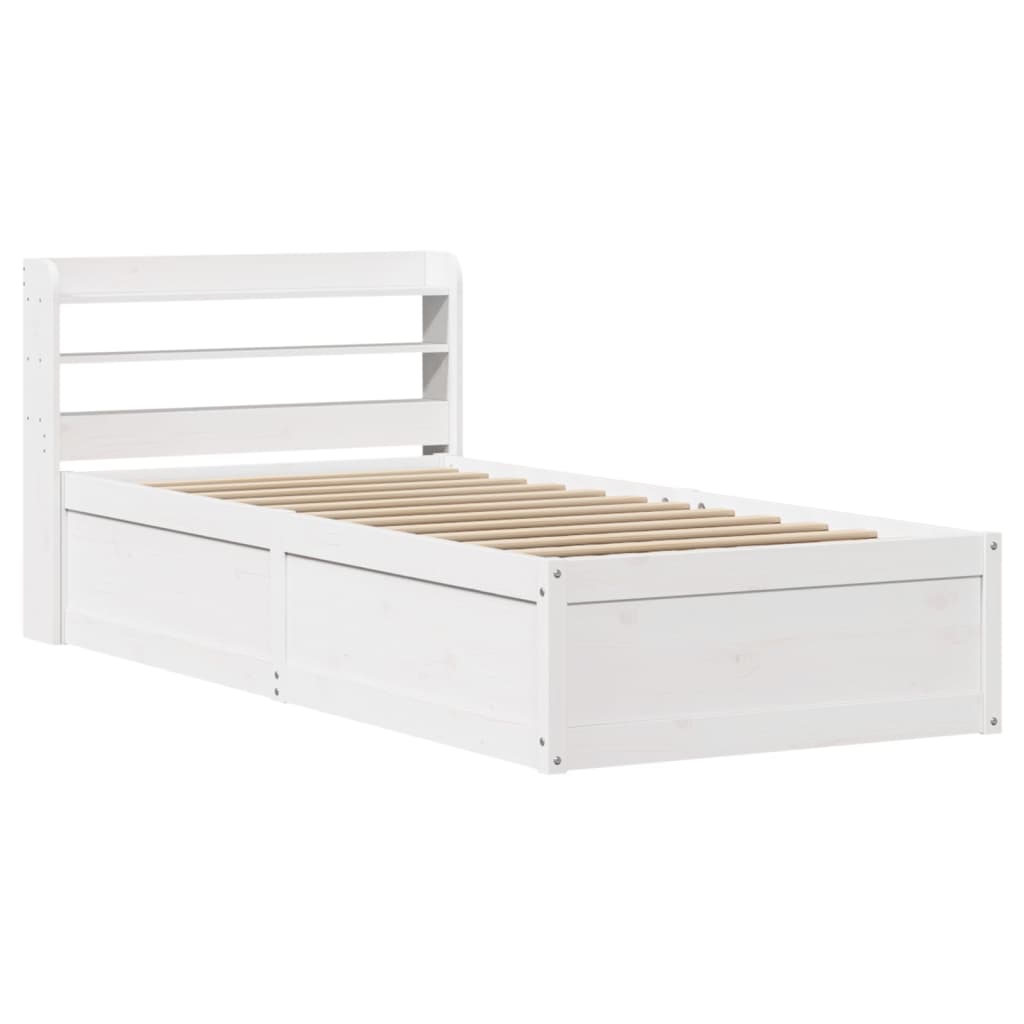 vidaXL Estructura de cama con cabecero madera de pino blanca 90x200 cm