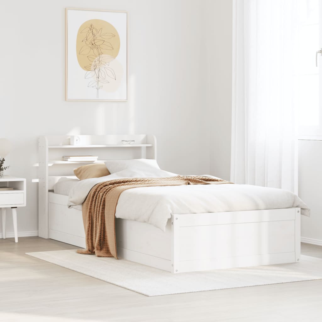 vidaXL Estructura de cama con cabecero madera de pino blanca 90x200 cm