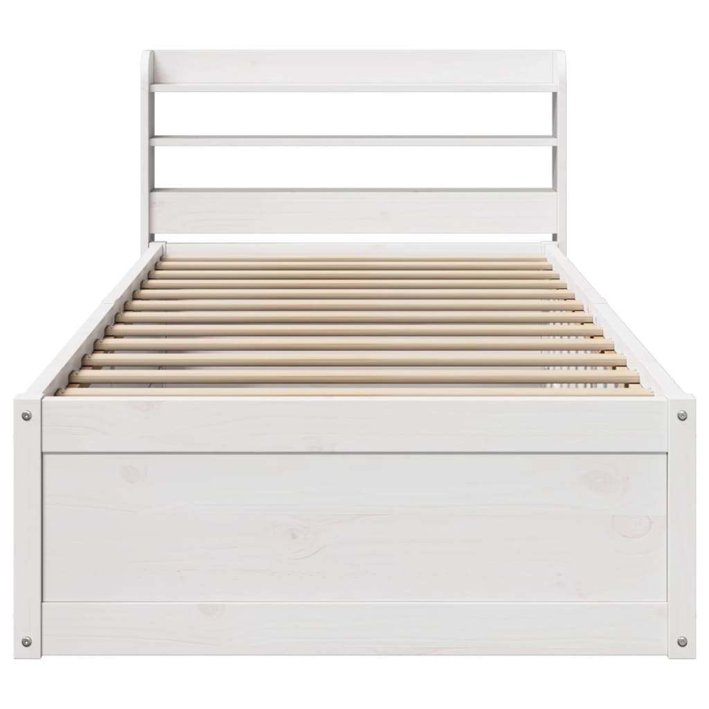 vidaXL Estructura de cama con cabecero madera de pino blanca 90x200 cm