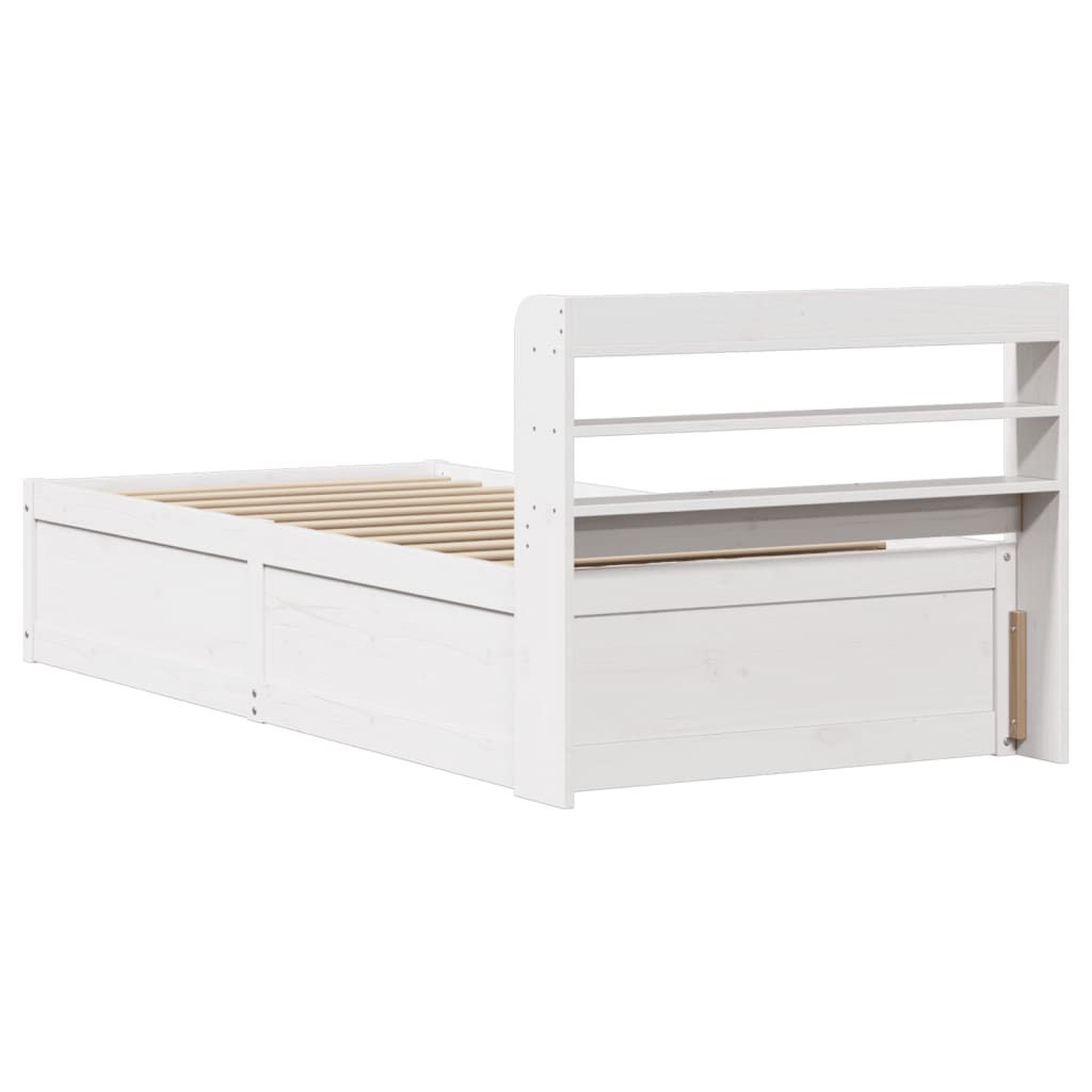 vidaXL Estructura de cama con cabecero madera de pino blanca 90x200 cm