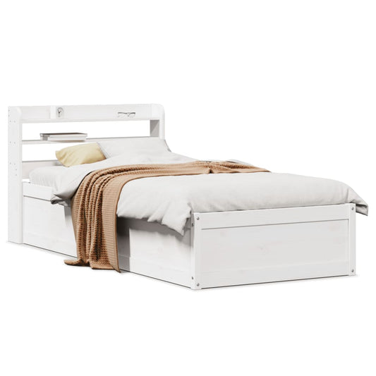 vidaXL Estructura de cama con cabecero madera de pino blanca 90x200 cm