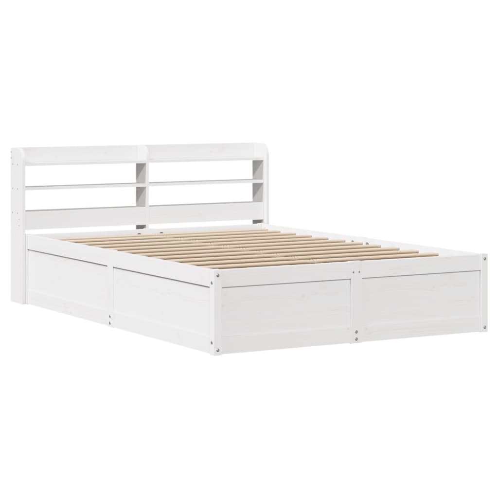 vidaXL Estructura de cama con cabecero madera pino blanco 140x190 cm