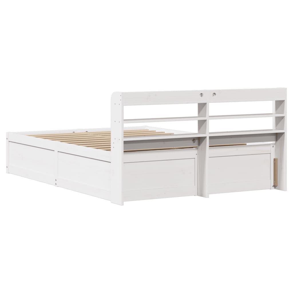 vidaXL Estructura de cama con cabecero madera pino blanco 140x190 cm