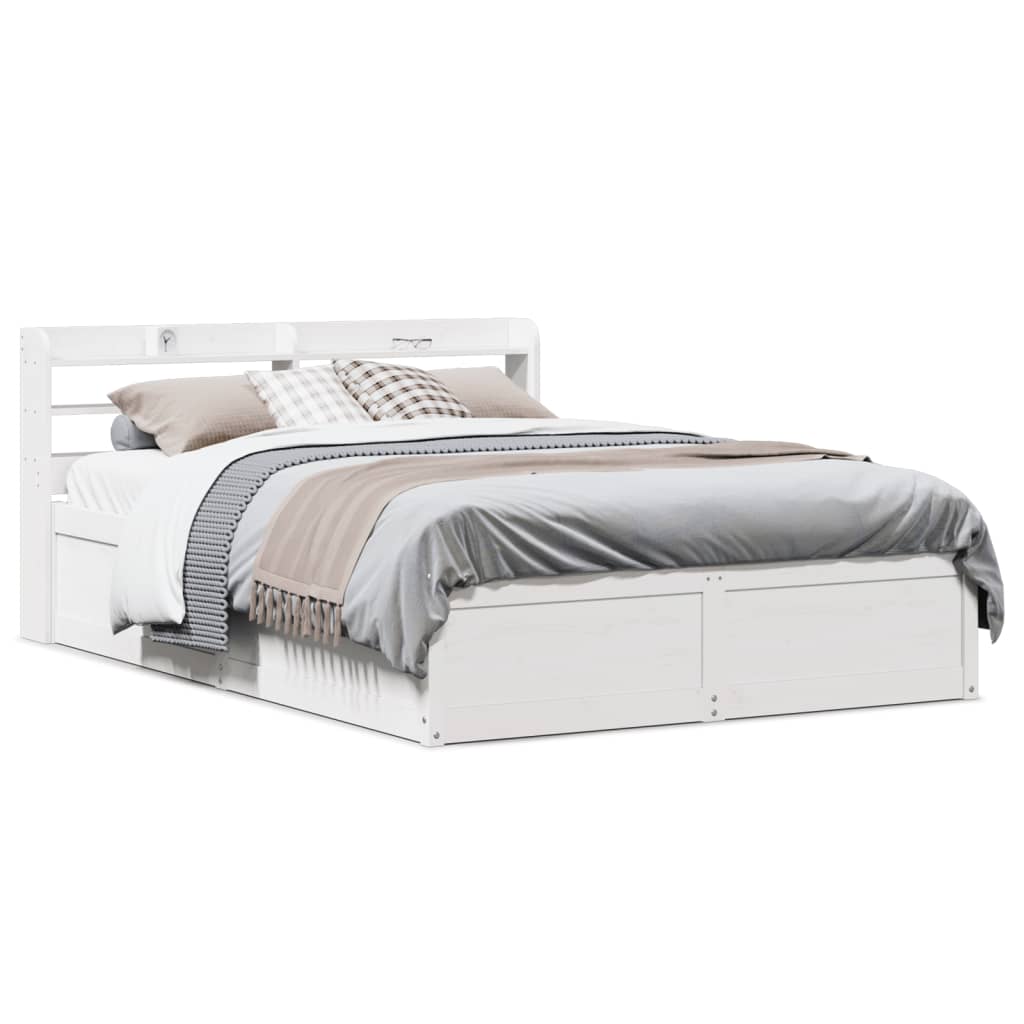 vidaXL Estructura de cama con cabecero madera pino blanco 140x190 cm