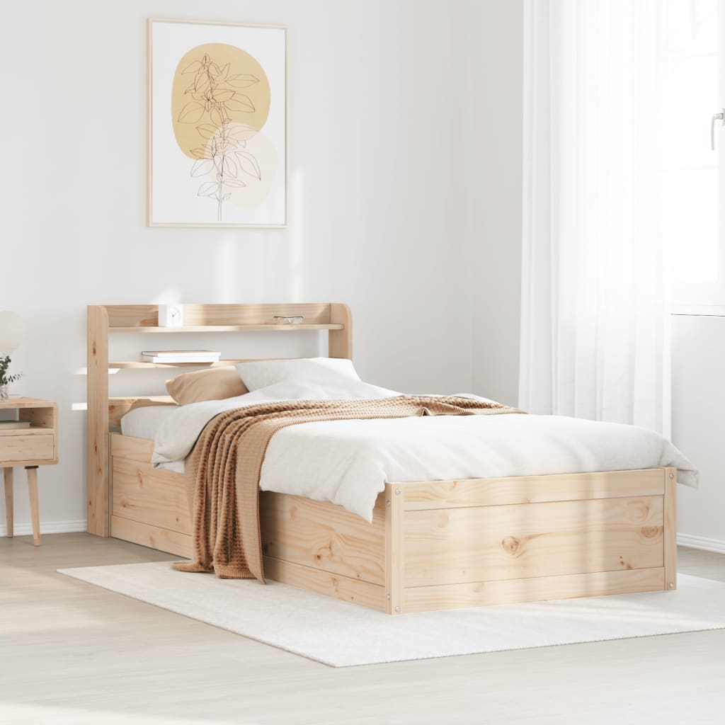 vidaXL Estructura de cama con cabecero madera maciza pino 90x190 cm