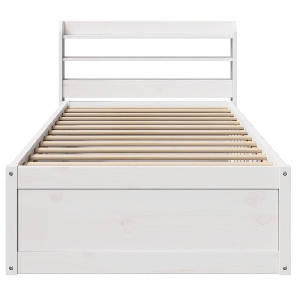 vidaXL Estructura de cama con cabecero madera pino blanco 90x190 cm