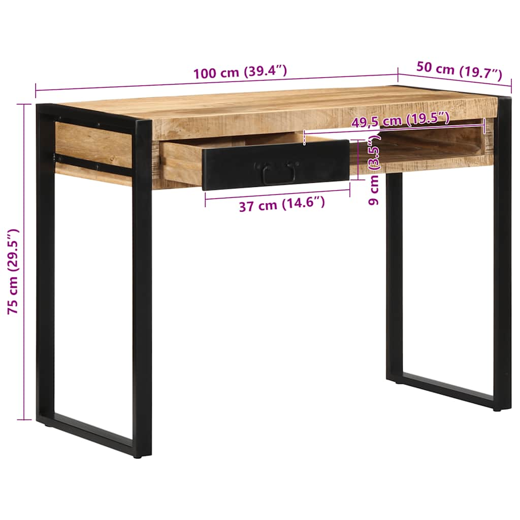 vidaXL Escritorio 100x50x75 cm madera maciza mango