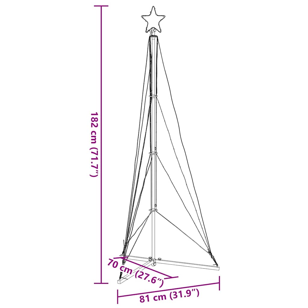 vidaXL Luces para árbol de Navidad 363 LEDs blanco cálido 182 cm