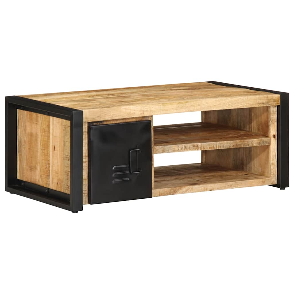 vidaXL Mesa de centro de madera maciza de mango rugosa 90x50x36 cm