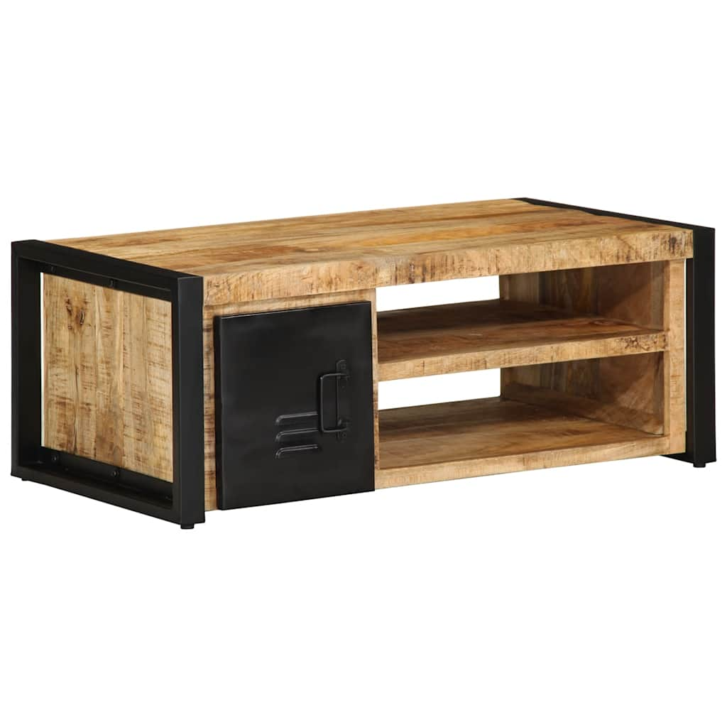 vidaXL Mesa de centro de madera maciza de mango rugosa 90x50x36 cm