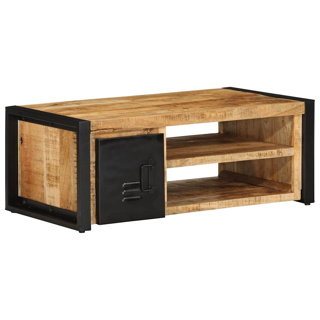 vidaXL Mesa de centro de madera maciza de mango rugosa 90x50x36 cm