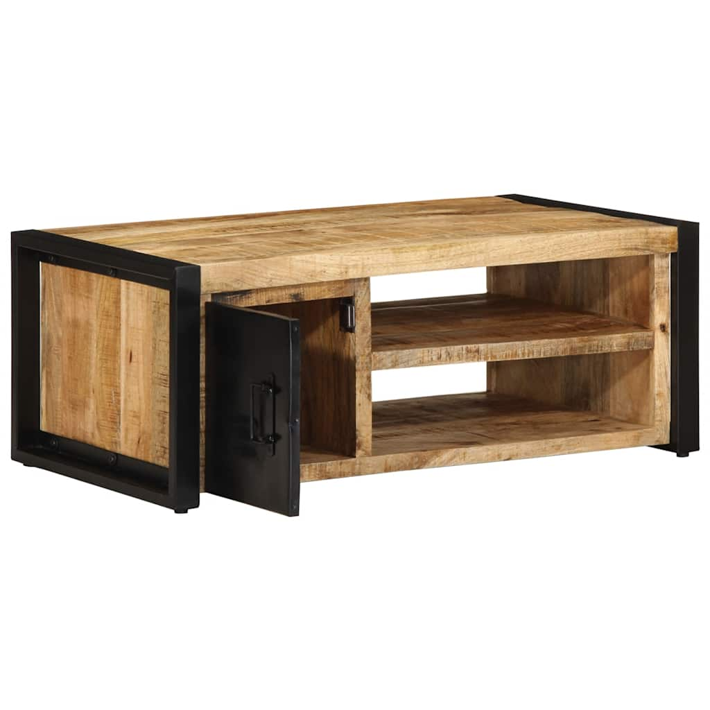 vidaXL Mesa de centro de madera maciza de mango rugosa 90x50x36 cm