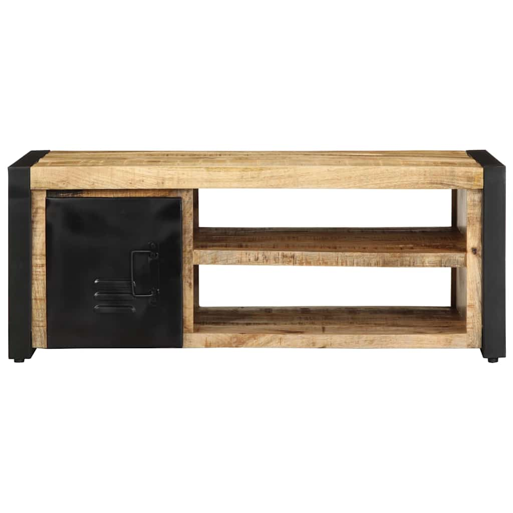 vidaXL Mesa de centro de madera maciza de mango rugosa 90x50x36 cm