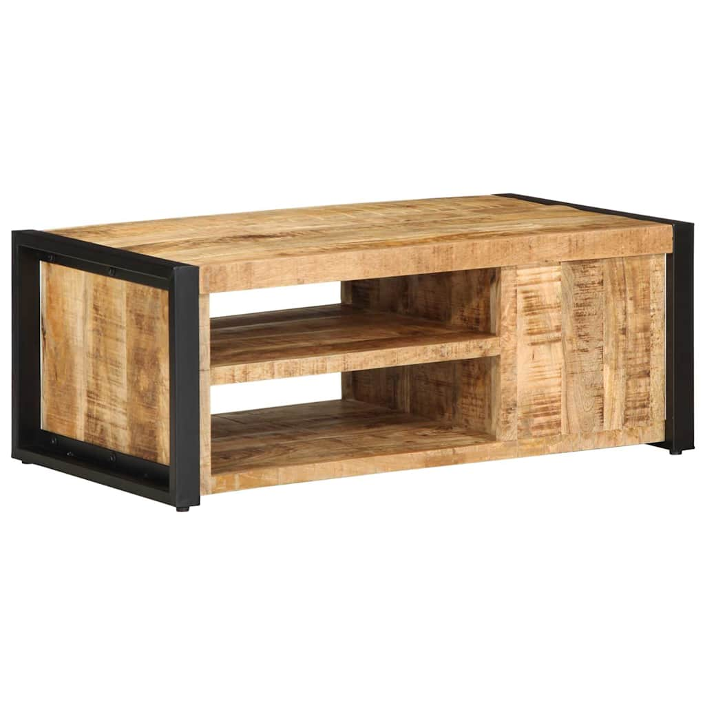 vidaXL Mesa de centro de madera maciza de mango rugosa 90x50x36 cm