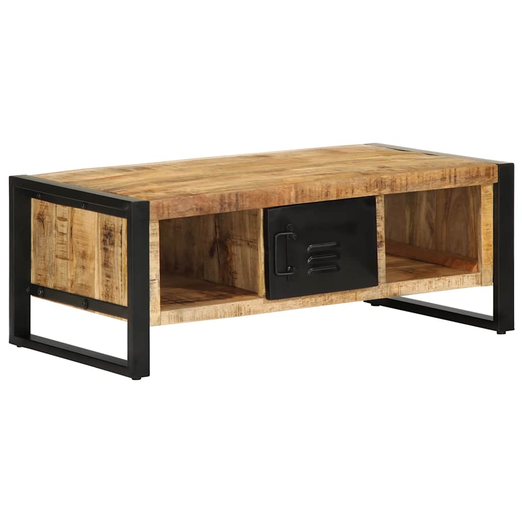 vidaXL Mesa de centro de madera maciza de mango rugosa 90x50x36 cm