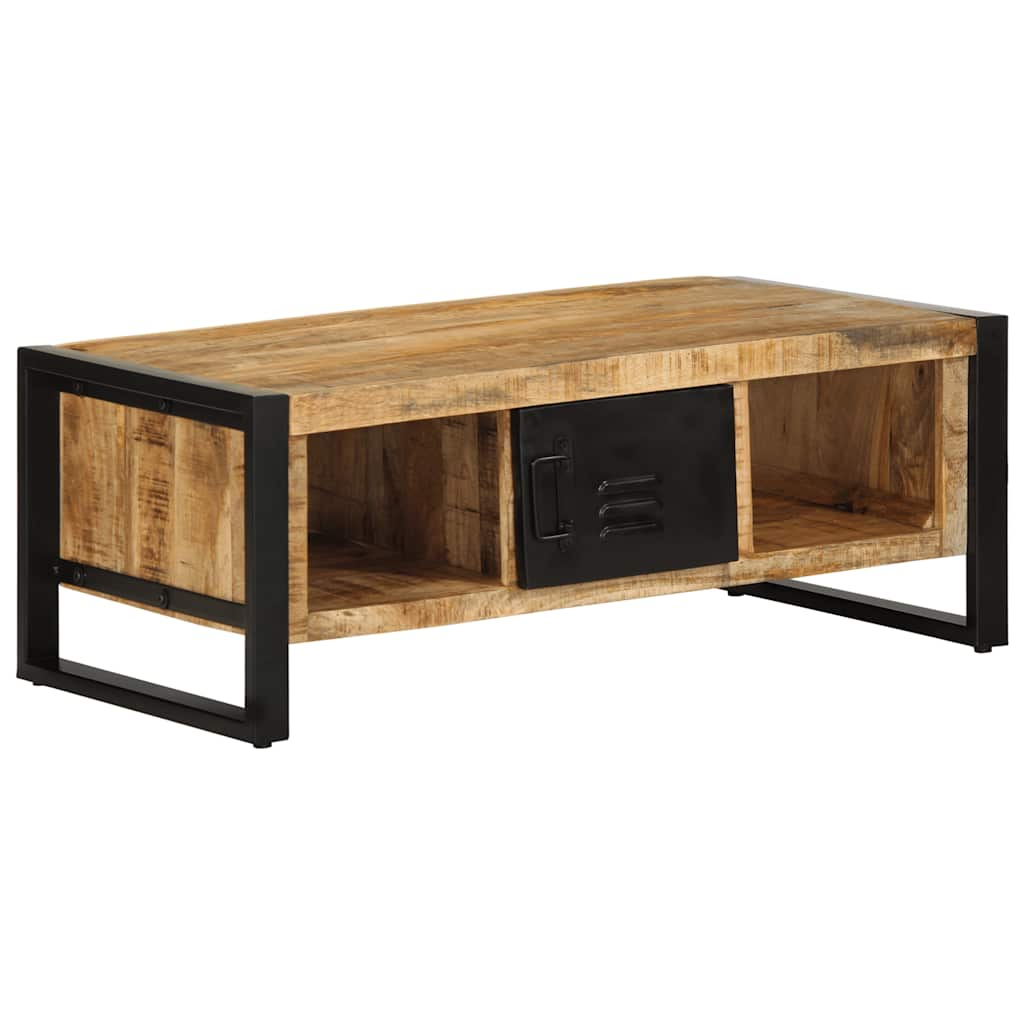 vidaXL Mesa de centro de madera maciza de mango rugosa 90x50x36 cm