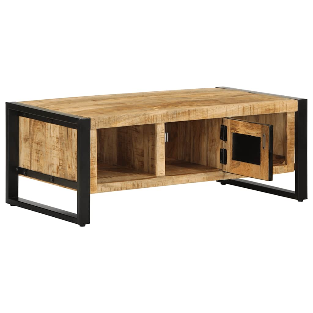 vidaXL Mesa de centro de madera maciza de mango rugosa 90x50x36 cm