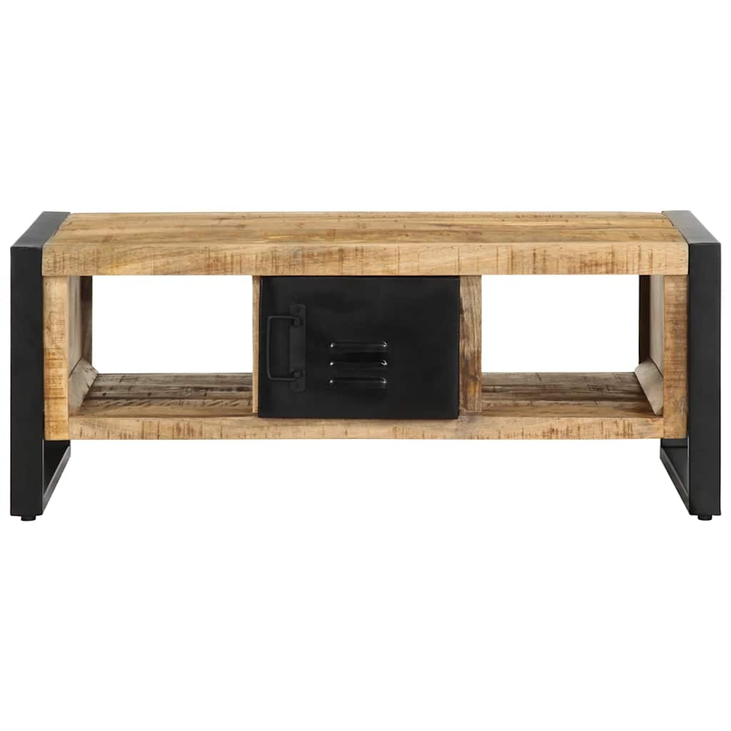 vidaXL Mesa de centro de madera maciza de mango rugosa 90x50x36 cm