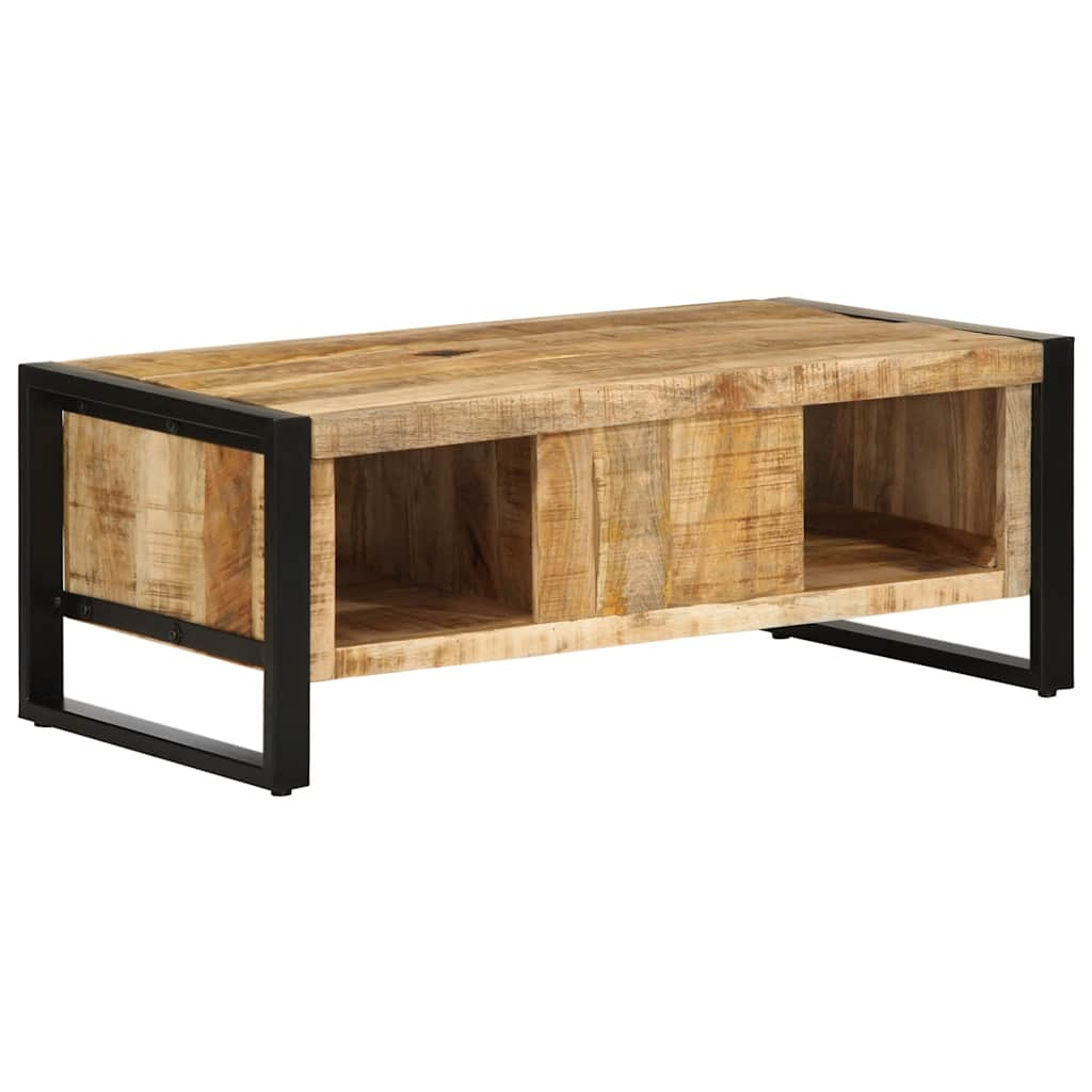 vidaXL Mesa de centro de madera maciza de mango rugosa 90x50x36 cm