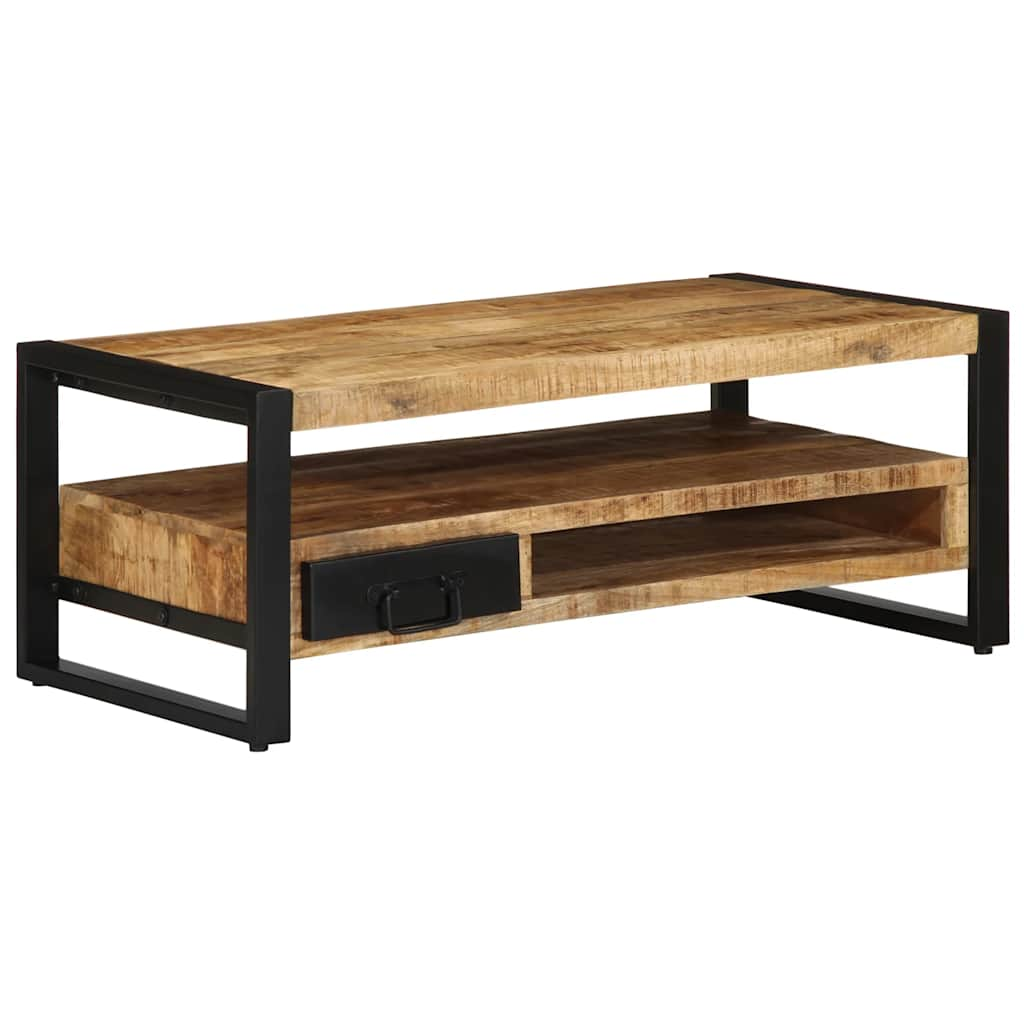 vidaXL Mesa de centro de madera maciza de mango rugosa 90x50x36 cm