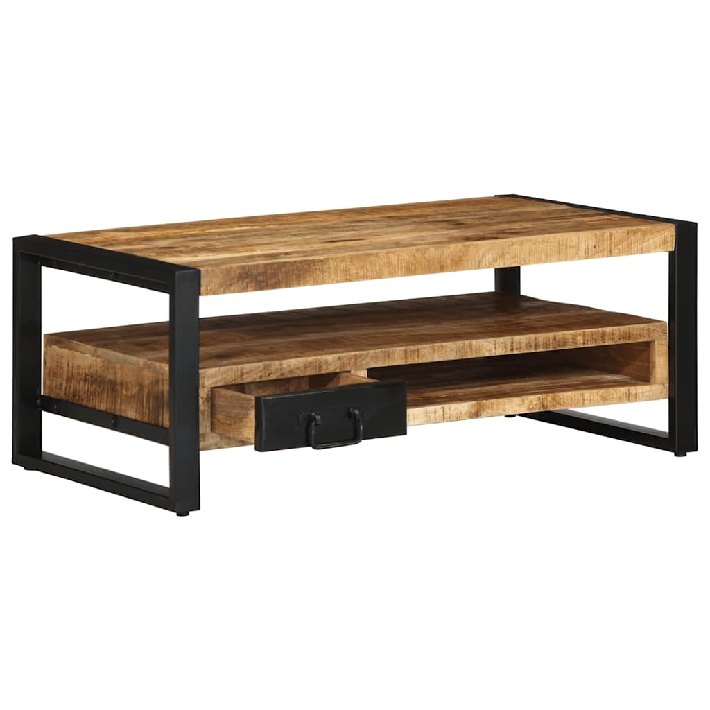 vidaXL Mesa de centro de madera maciza de mango rugosa 90x50x36 cm