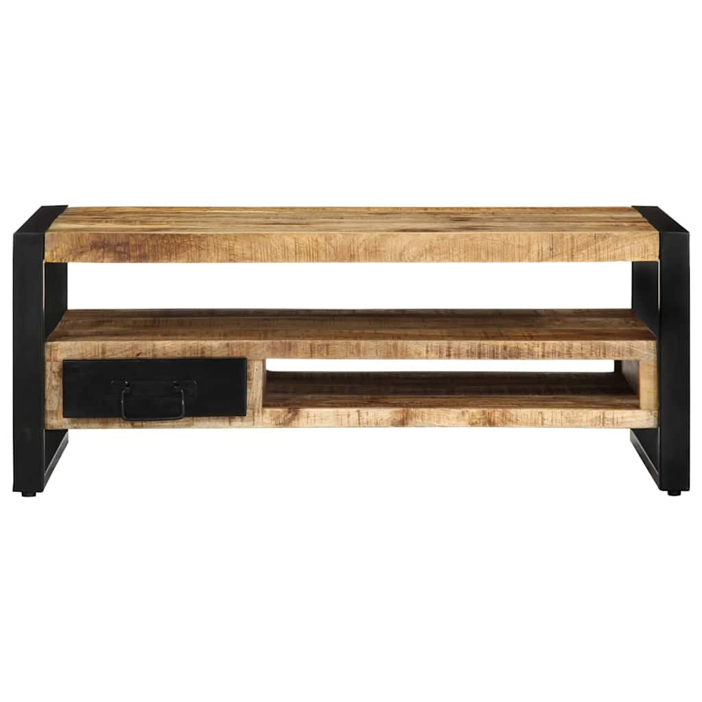 vidaXL Mesa de centro de madera maciza de mango rugosa 90x50x36 cm