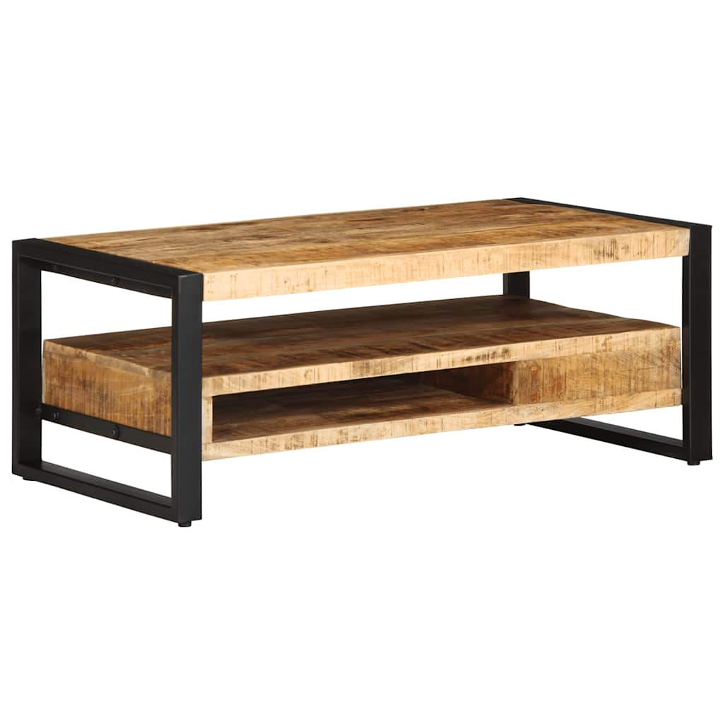 vidaXL Mesa de centro de madera maciza de mango rugosa 90x50x36 cm