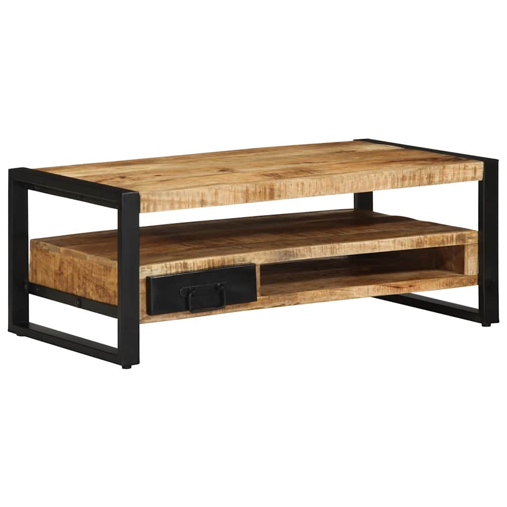 vidaXL Mesa de centro de madera maciza de mango rugosa 90x50x36 cm