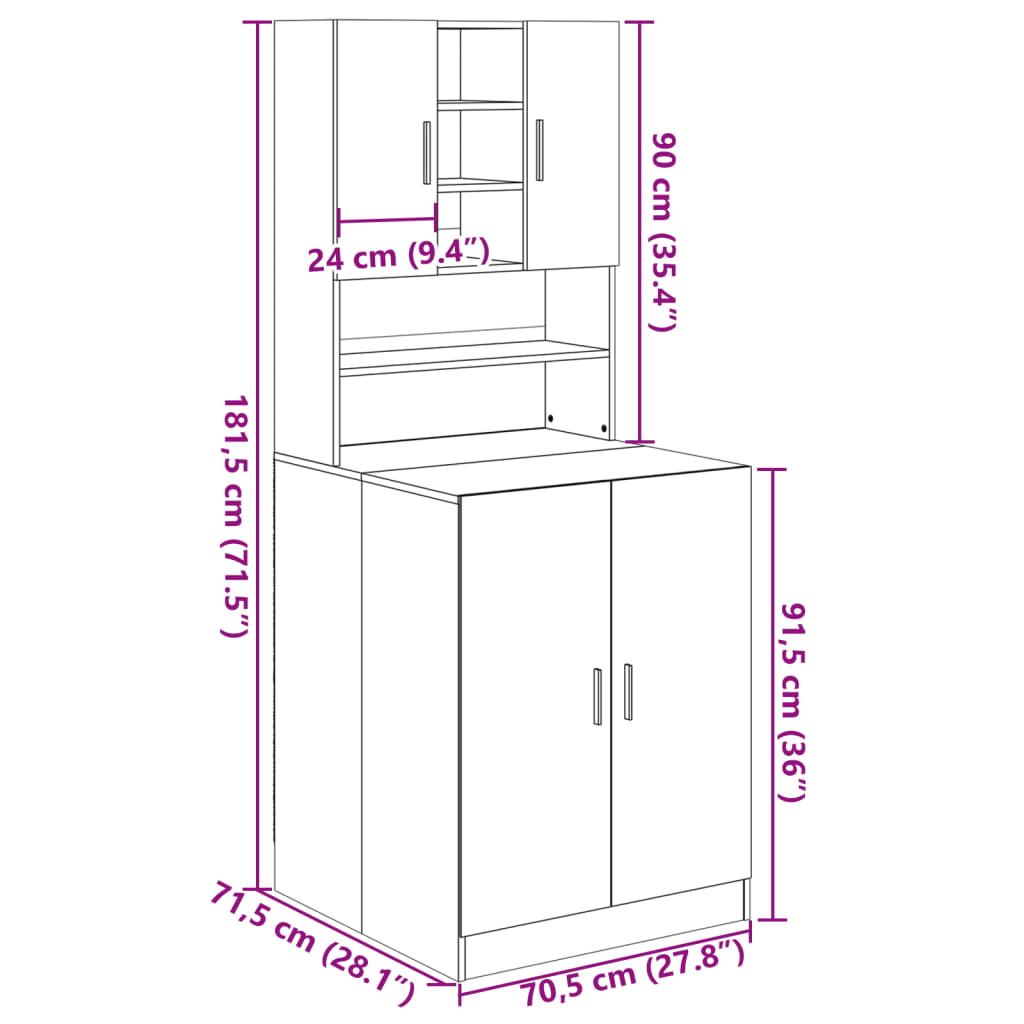 vidaXL Mueble para lavadora 2 piezas madera de ingeniería roble Sonoma