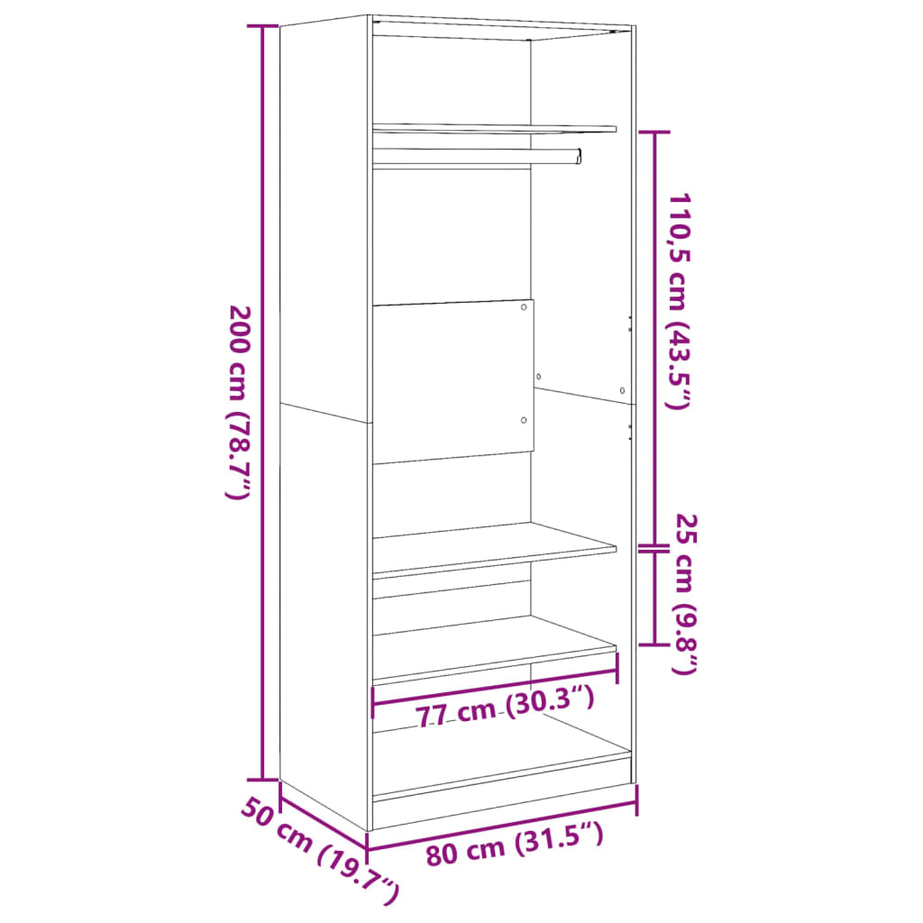 vidaXL Armario de madera de ingeniería blanco 80x50x200 cm