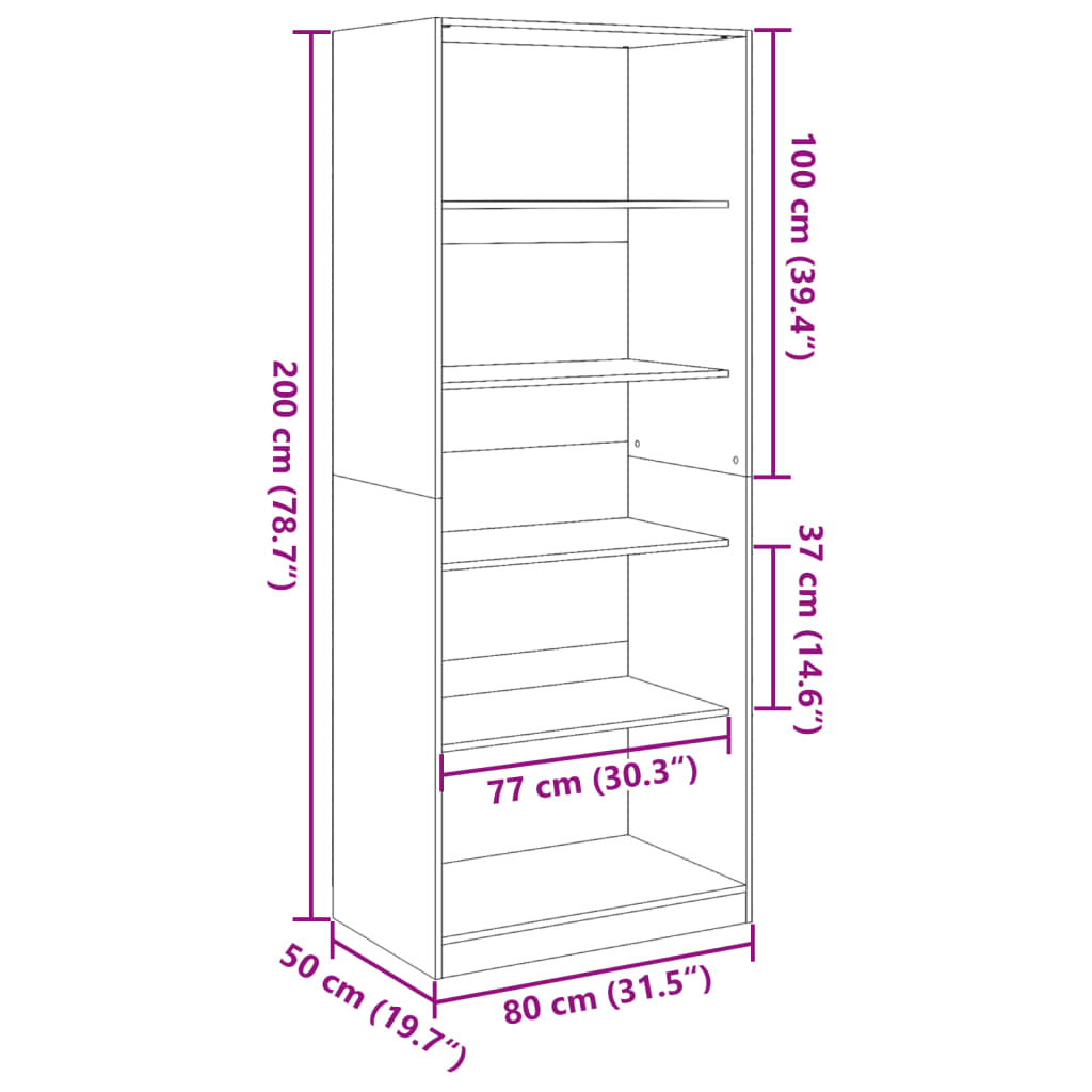 vidaXL Armario de madera de ingeniería blanco 80x50x200 cm