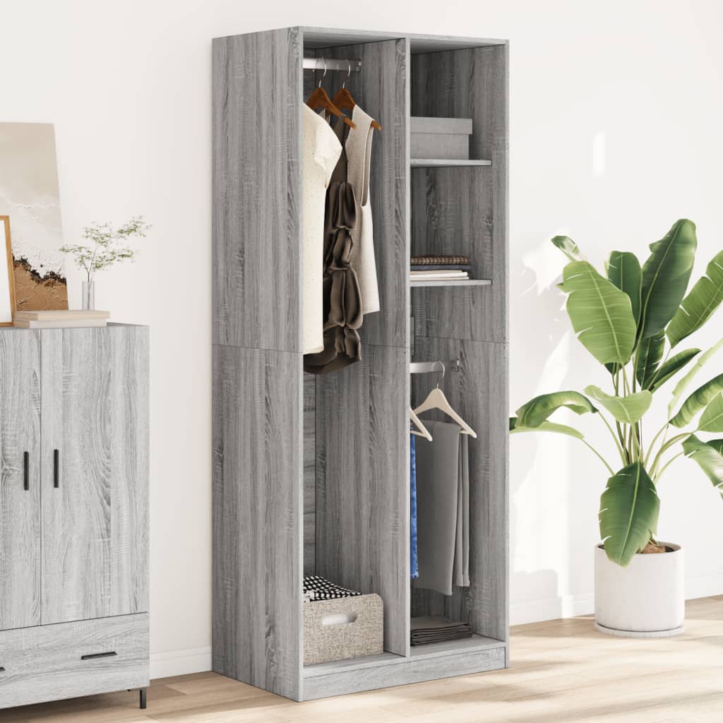 vidaXL Armario de madera de ingeniería gris Sonoma 80x50x200 cm